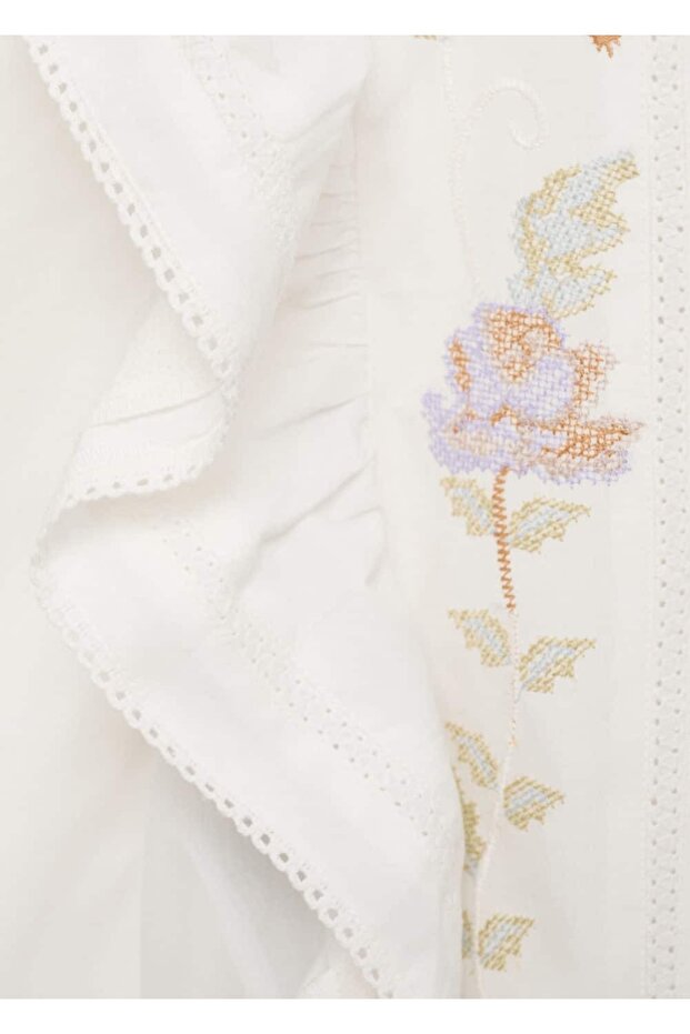 Çiçek işlemeli bluz - 7