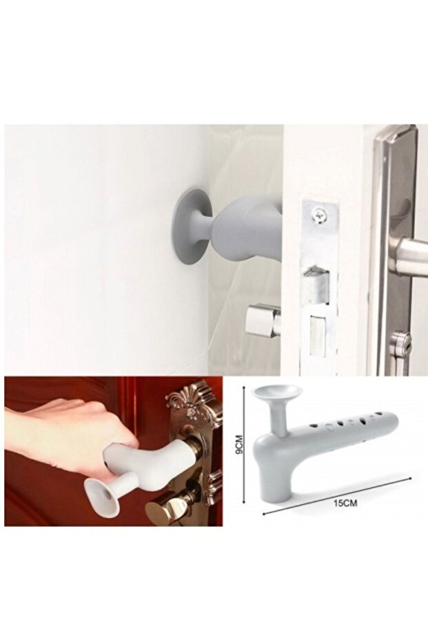 4 adet Silikon Plastik Kapı Kolu Stoperi Tamponu Koruyucu Siyah Stopu Durdurucu Tutucu Tutacağı - 1