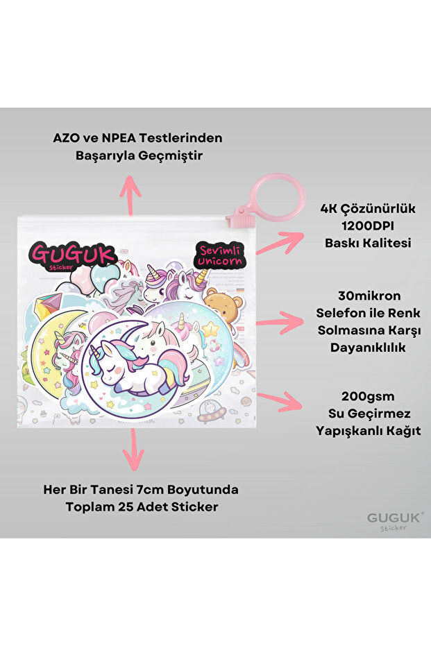Sevimli Unicorn Sticker Seti - 8