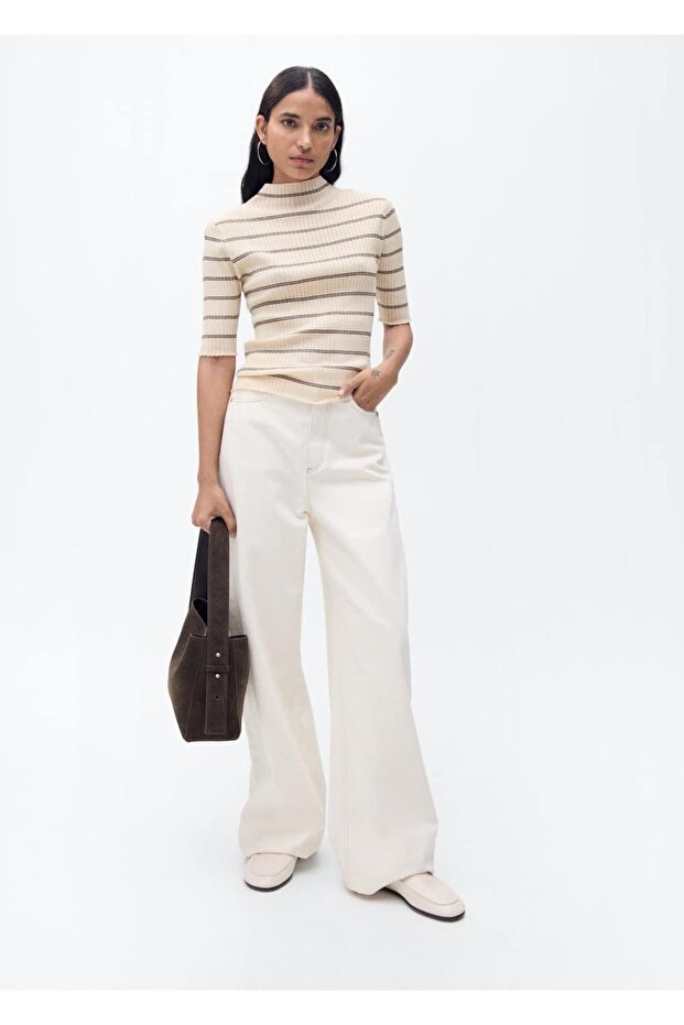 Perkins yakalı fitilli triko kazak - 2