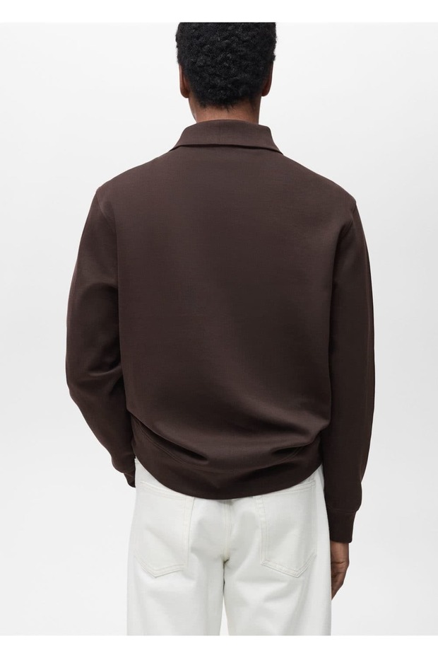 Fermuarlı regular kesim pamuklu sweatshirt - 4