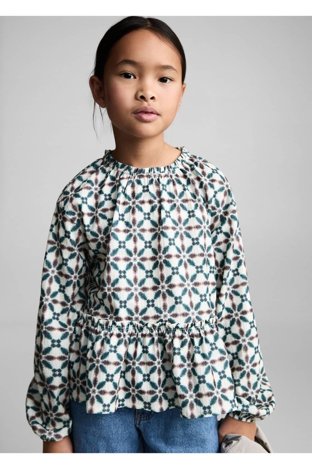 Blouse with Geometric Pattern - 1