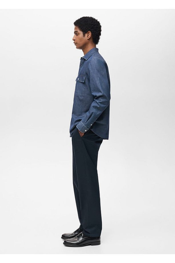 %100 pamuklu chambray gömlek - 5