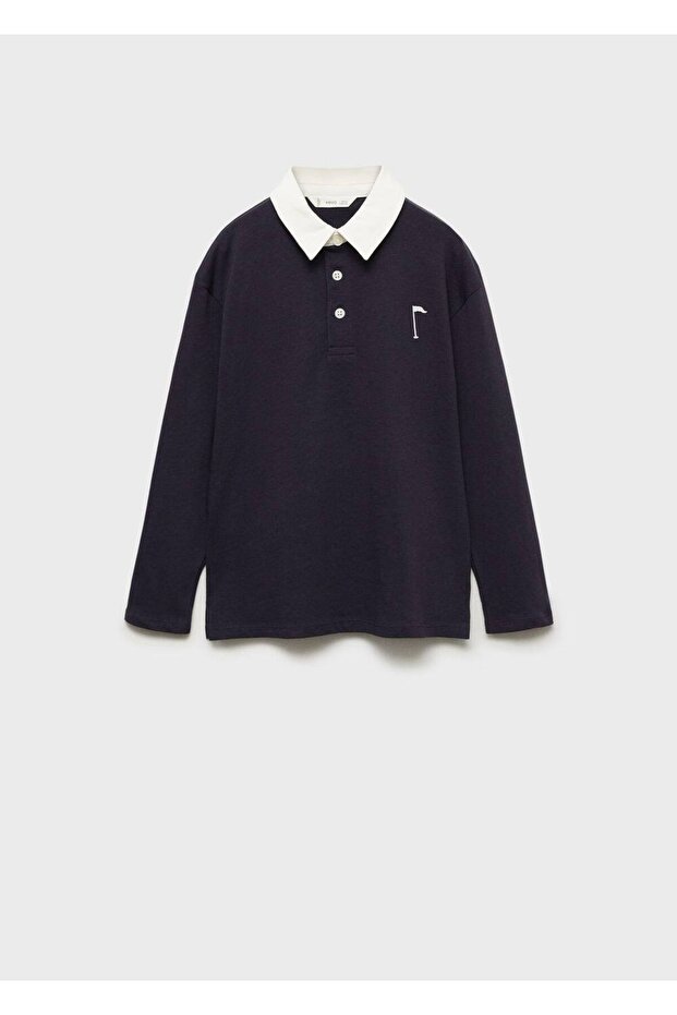 Kontrast yakalı pamuklu polo gömlek - 3