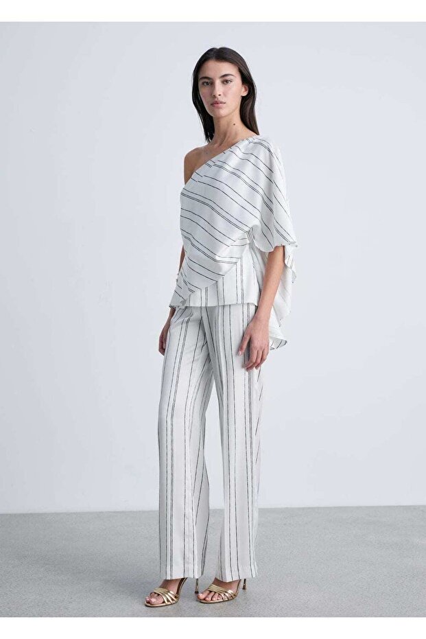 Çizgili asimetrik bluz - 2