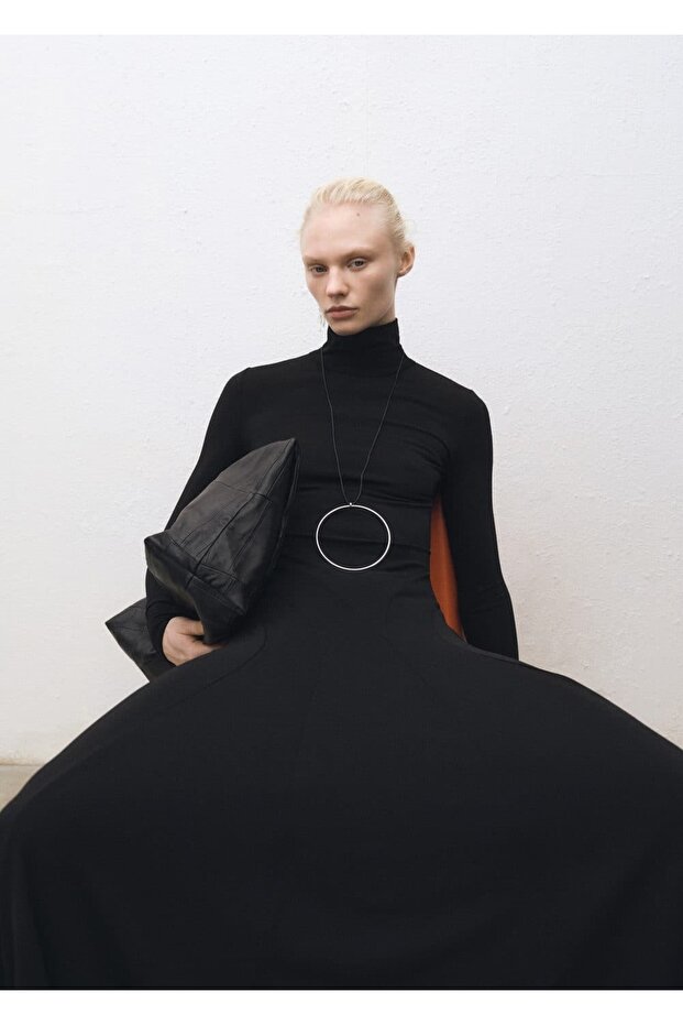 Kloş ponte elbise - 7