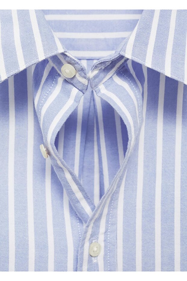 Çizgili Oxford gömlek - 5
