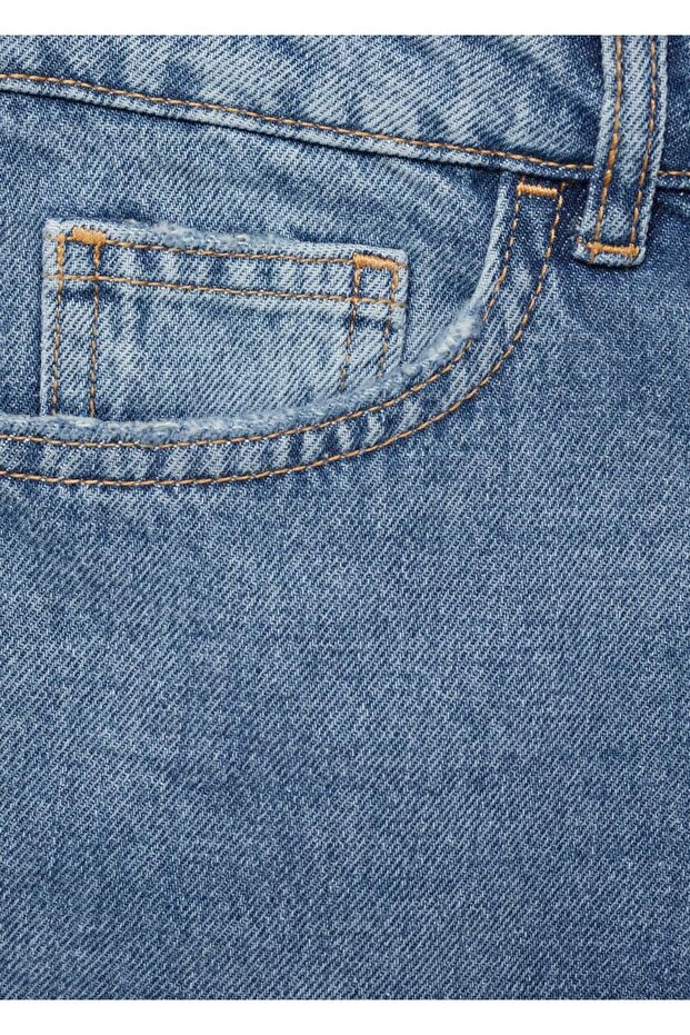 Yüksek bel mom-fit denim şort - 8