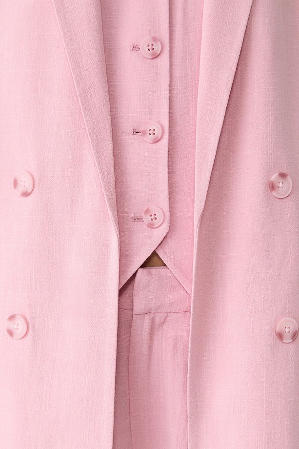 Keten karışımlı ve önü açık blazer - 4