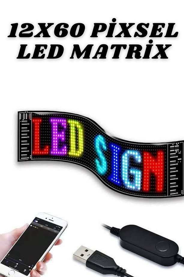 16x96 Piksel Esnek LED Matrix Panel Bluetooth ile Programlanabilir - 2
