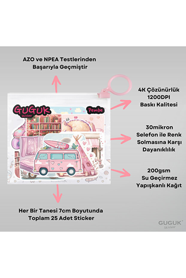 Pembe Sticker Seti - 8