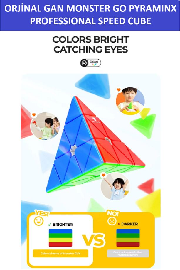 Gan Mg Pyraminx 3x3 Piramid (PYRAMID) Zeka Küpü - Profesyonel Speed Cube - Sabır Küpü - - 3