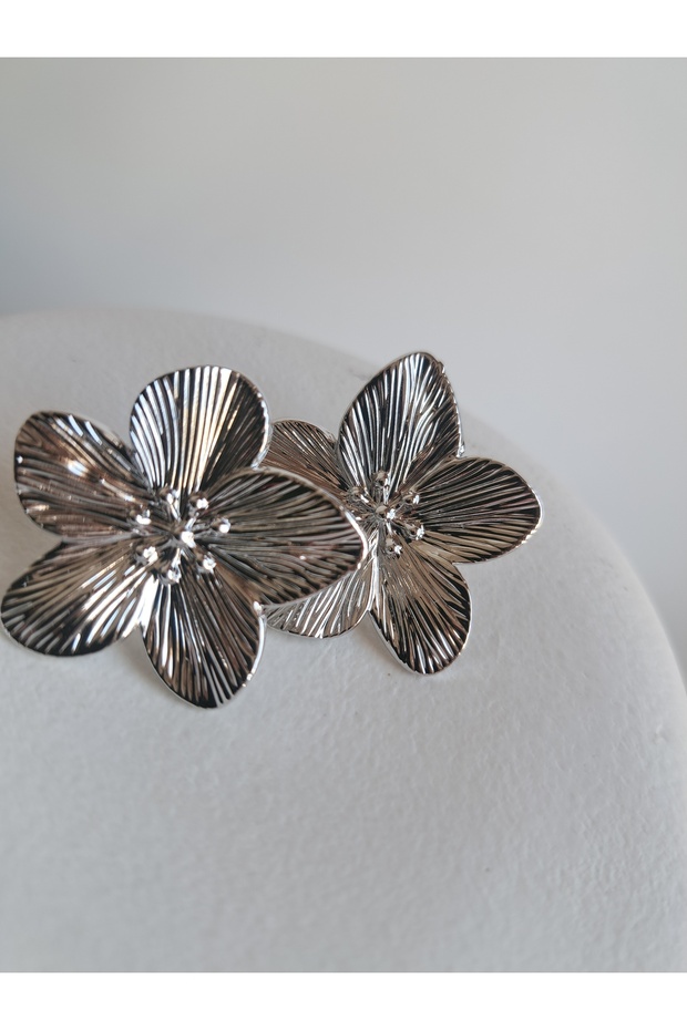 Silver Color Flower Earrings