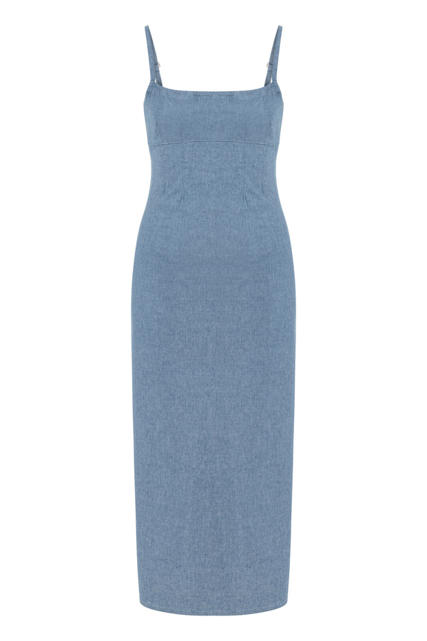 ASKILI DAR MİDİ ELBİSE - 5