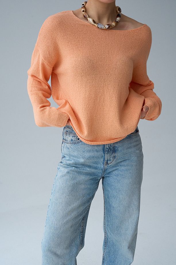 Kadın Somon Rustik Oversize Örgü Bluz - 3