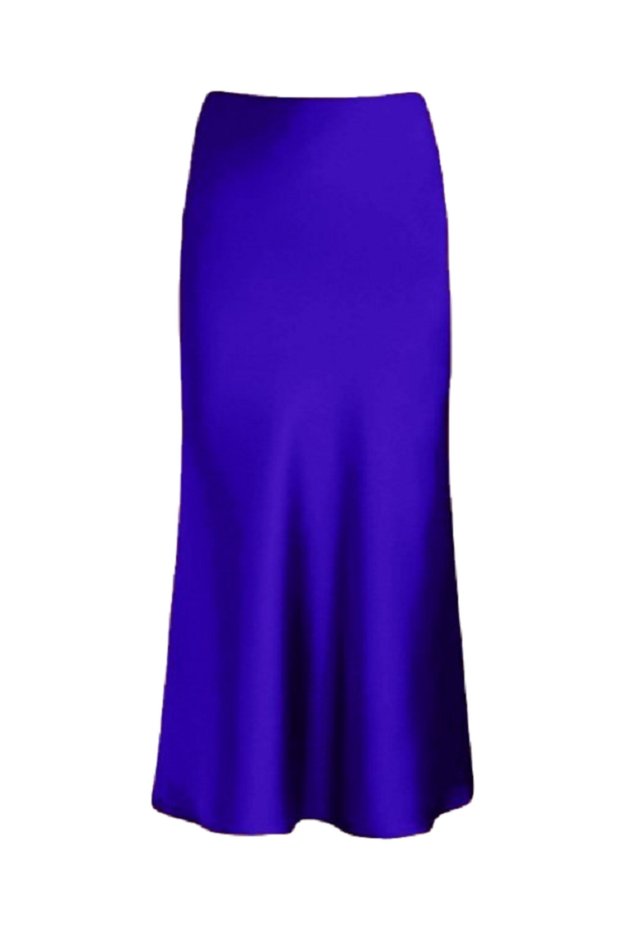Purple Blue 92cm Maxi Length Long Satin Skirt Tock Fabric Long Satin Skirt