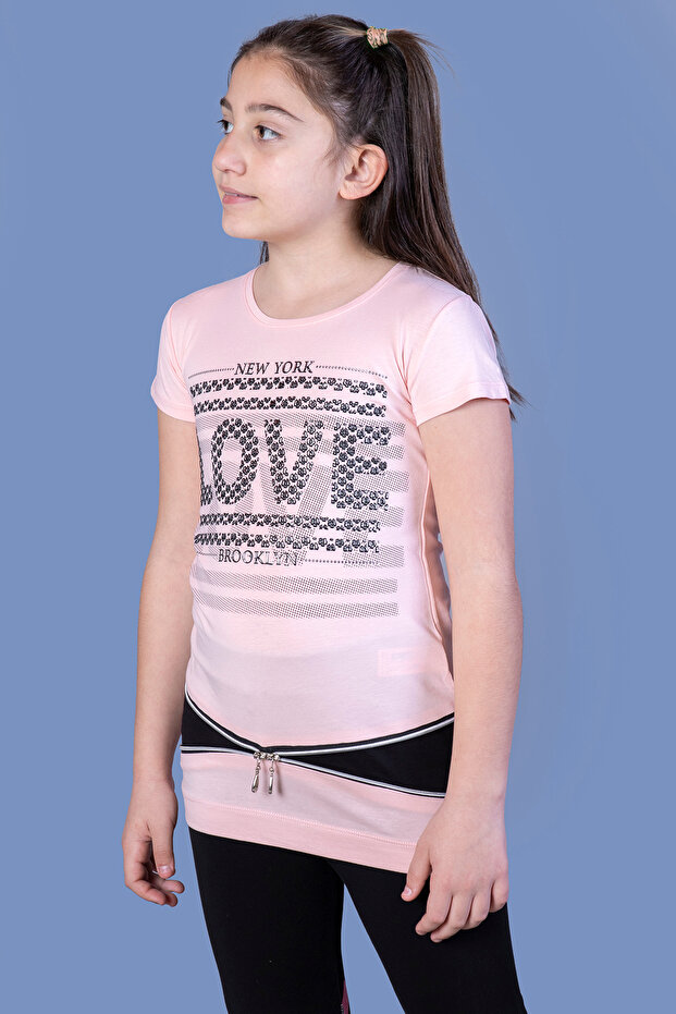 Girl's T-Shirt Love Leaf Print