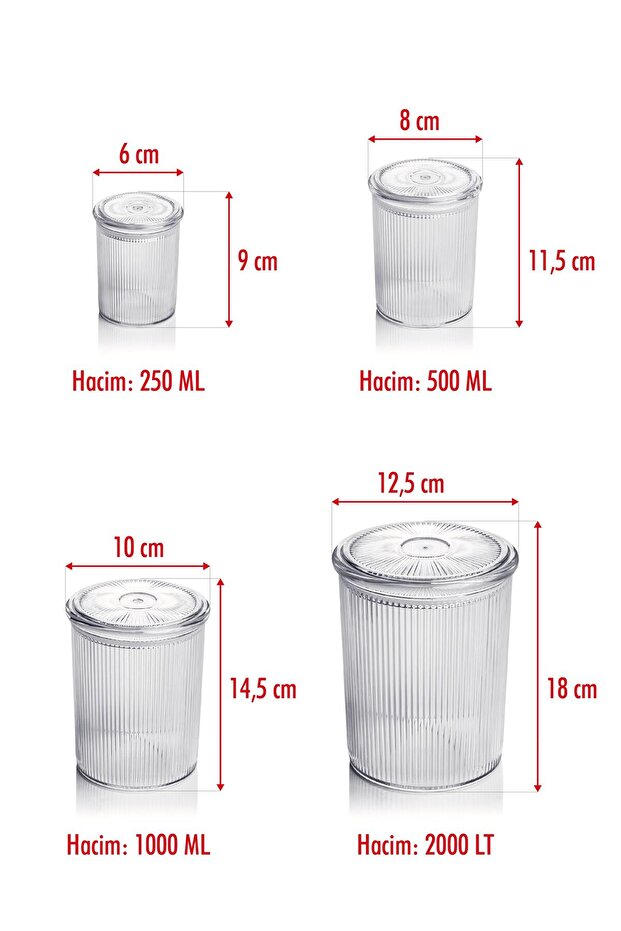24-Piece Baroque Round 4-Size Jar Set & Storage Container & Food Container (6*2000 Ml, 6*1000 Ml, 6*500 Ml, - 4