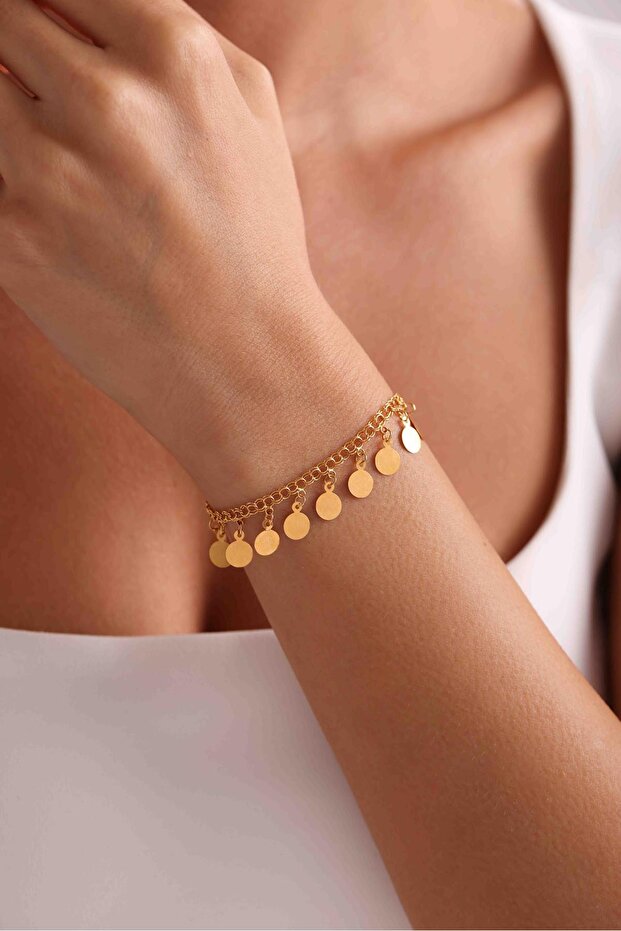 14 Ayar Altın Pullu Telkari Bileklik - 1