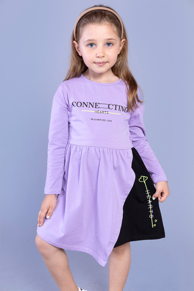 Girl's Printed Dress with Trim Details