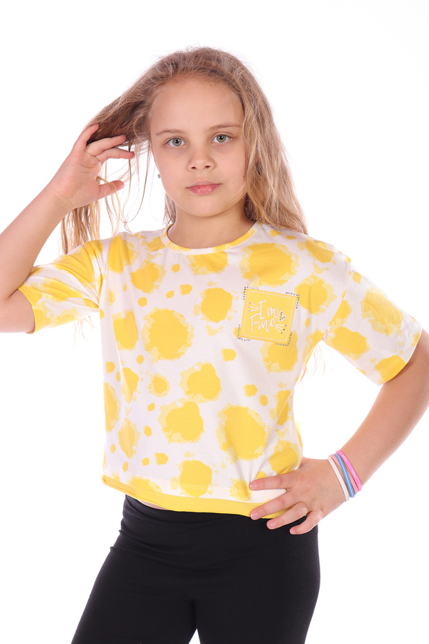 Girl's Im Fine Embroidered Batik T-Shirt