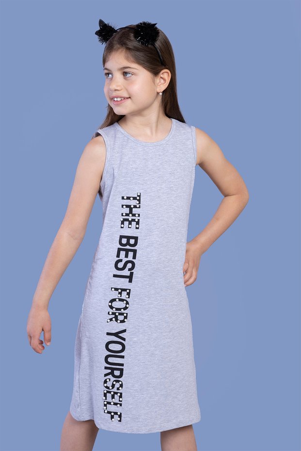 Girl's Pearl Detailed Printed Dress