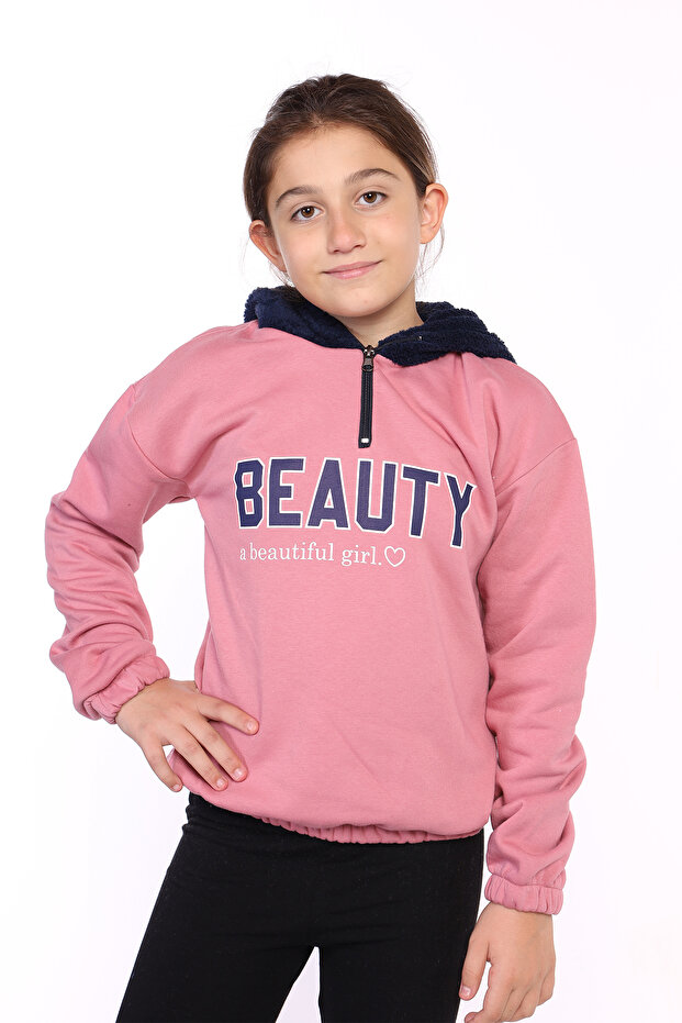 Girl's Hooded Printed Sweatshirt