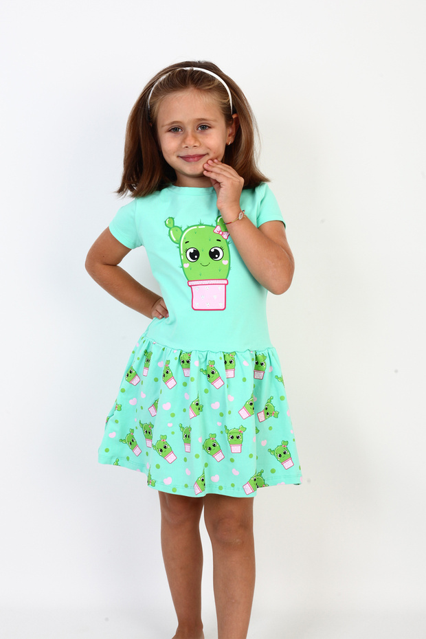 Girl's Cactus Printed Dress