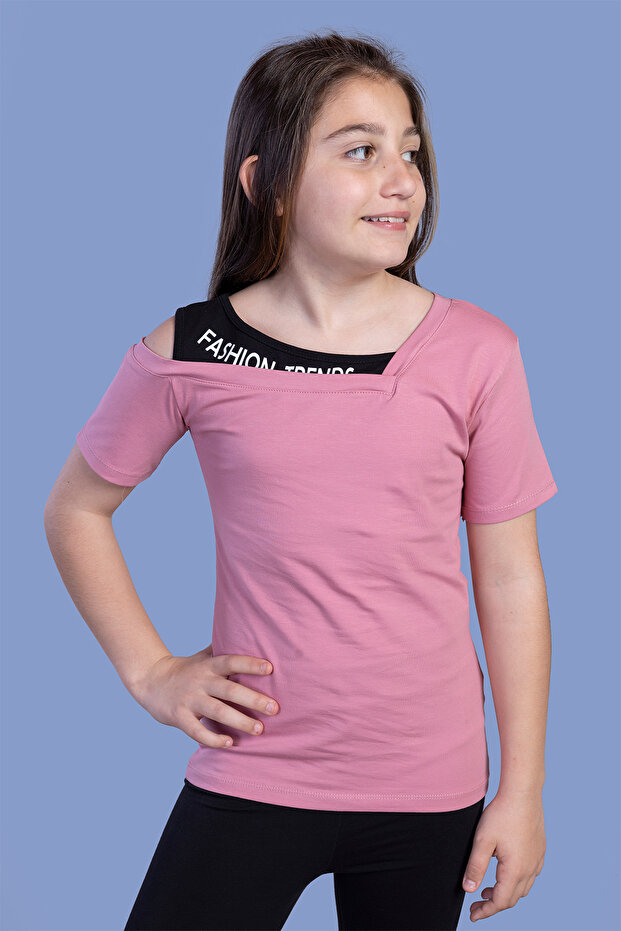 Girls' T-shirt with Shoulder Detail