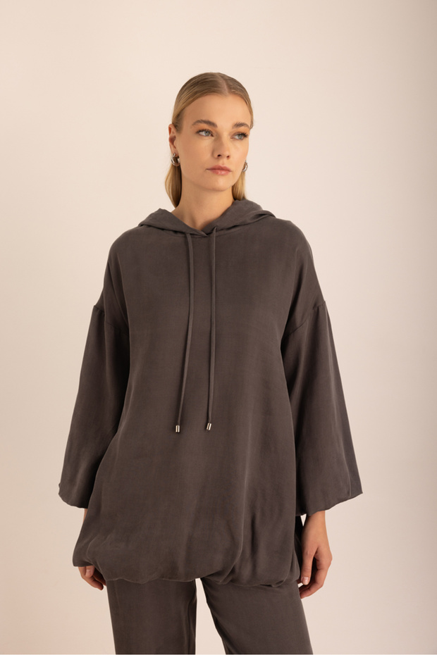 Kapuşonlu Balon Sweatshirt - 2