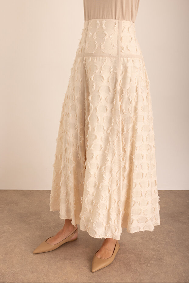 Parçalı Garnili Astarlı Etek - 4