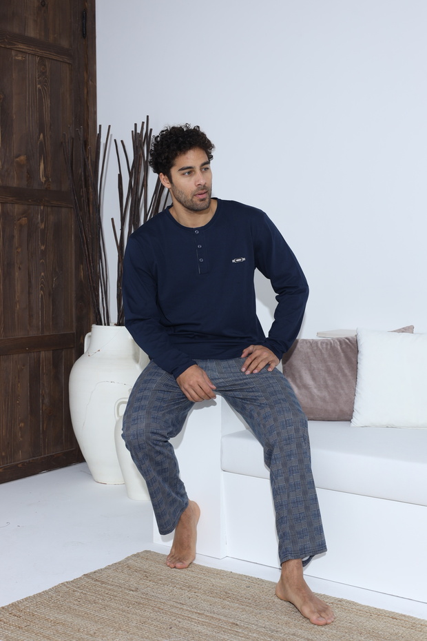 Men's Combed Single Jersey Long Sleeve Pajama Set