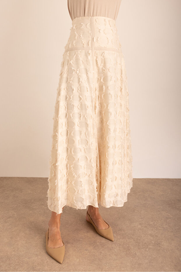 Parçalı Garnili Astarlı Etek - 3