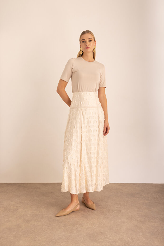 Parçalı Garnili Astarlı Etek - 2