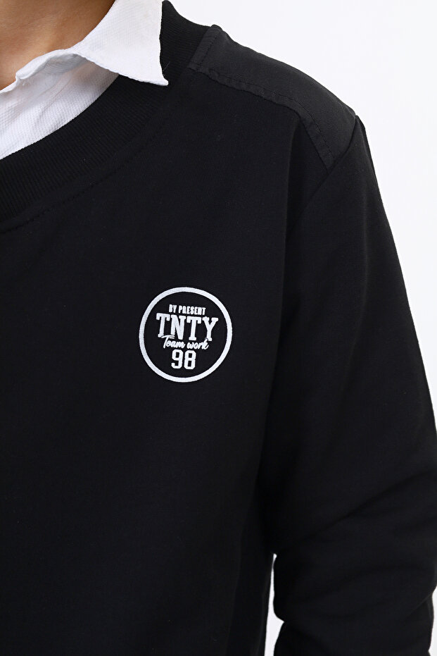 Boy's School Patterned Sweatshirt - 4