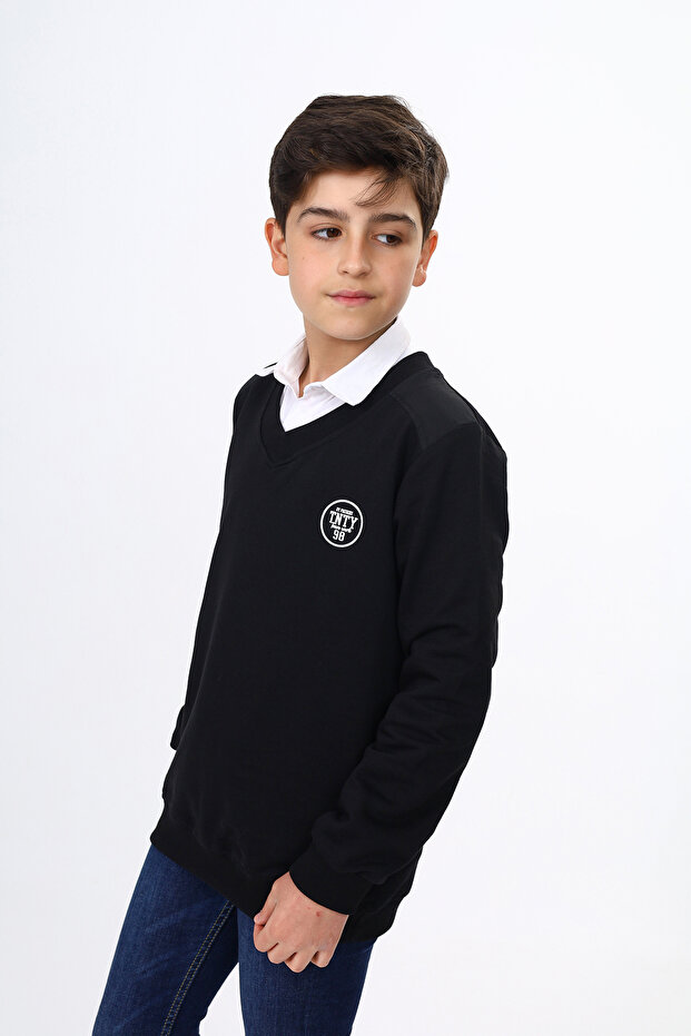 Boy's School Patterned Sweatshirt - 3