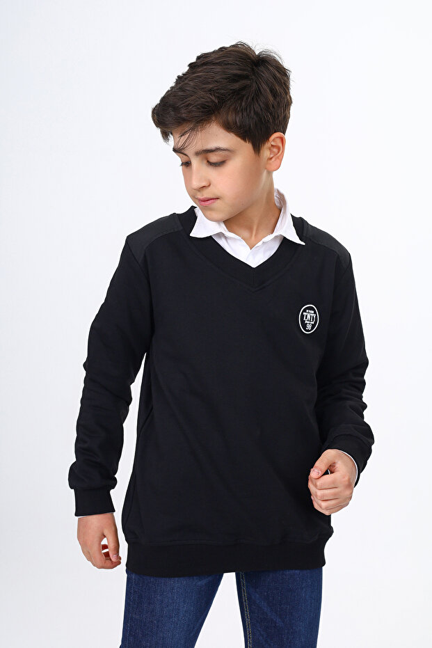 Boy's School Patterned Sweatshirt - 1