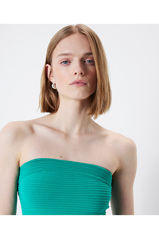 Straplez triko elbise - 5