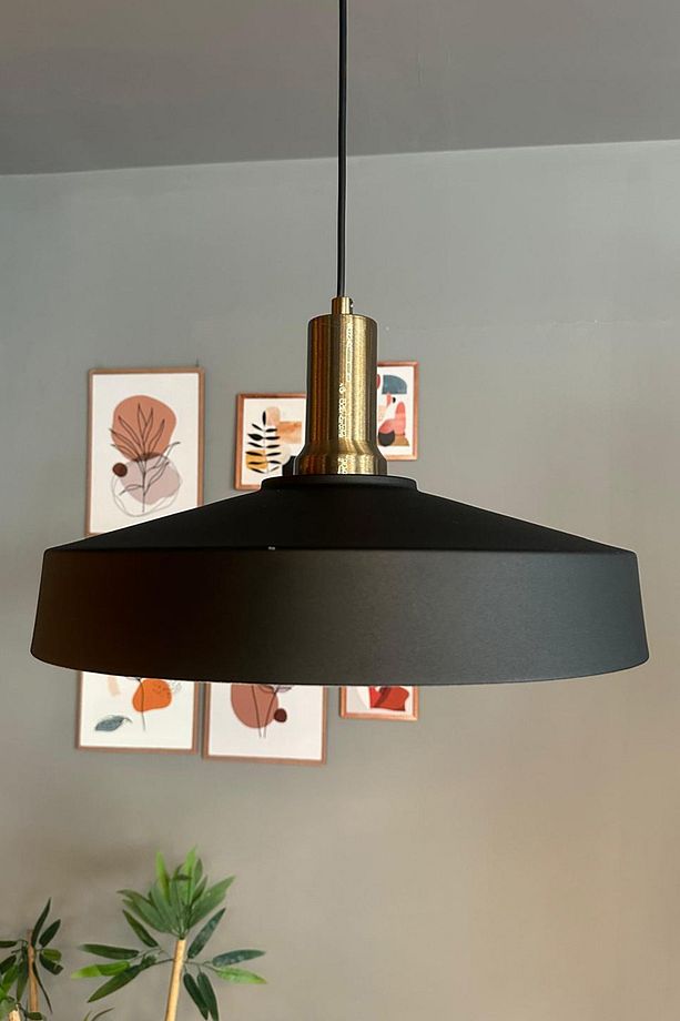 Açe Siyah Tekli Eskitme Fener Başlık Avize Retro Sarkıt Ofis Showroom Salon Mutfak Avizeleri - 4