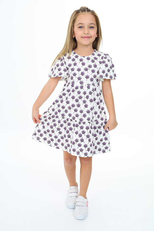 Girl's Full Tulip Printed Dress