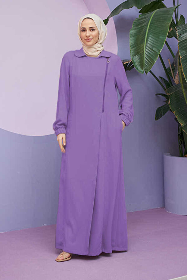 Crepe Side Zipper Ferace Lilac 6541