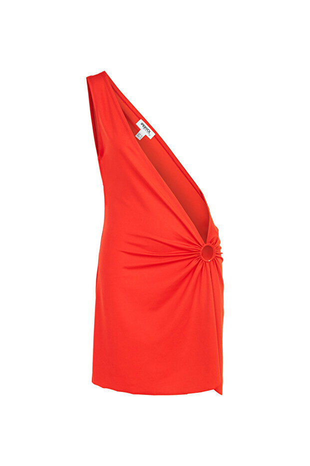 Asimetrik kol elbise - 3