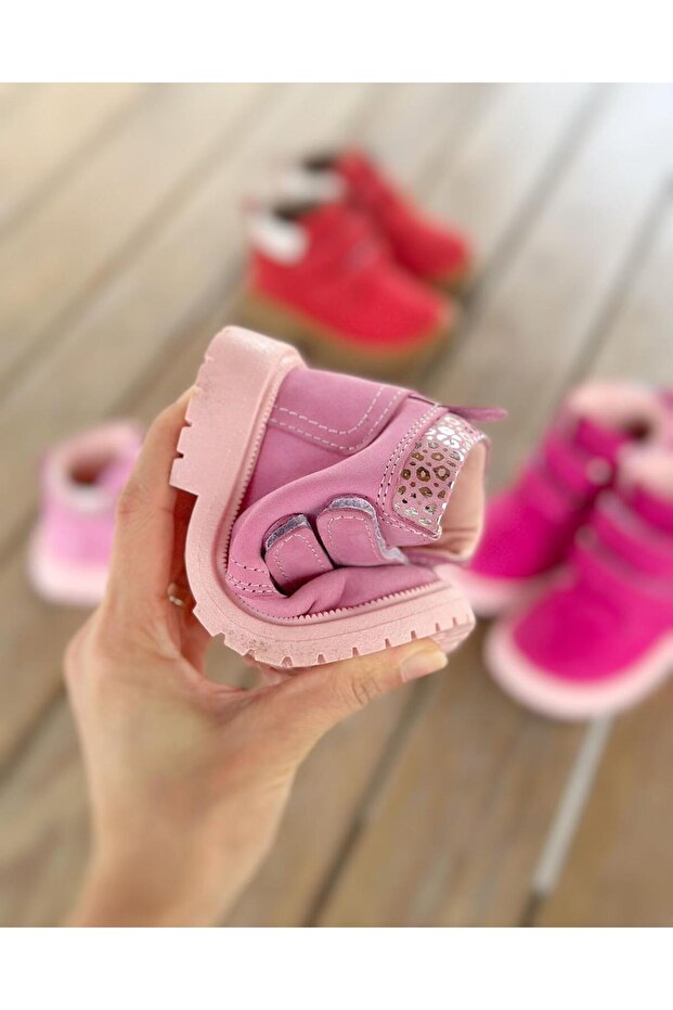 Ultra Esnek Hafif Tabanlı Çocuk Bot Gerçek Deri Cırtlı Bebe Bot - 3