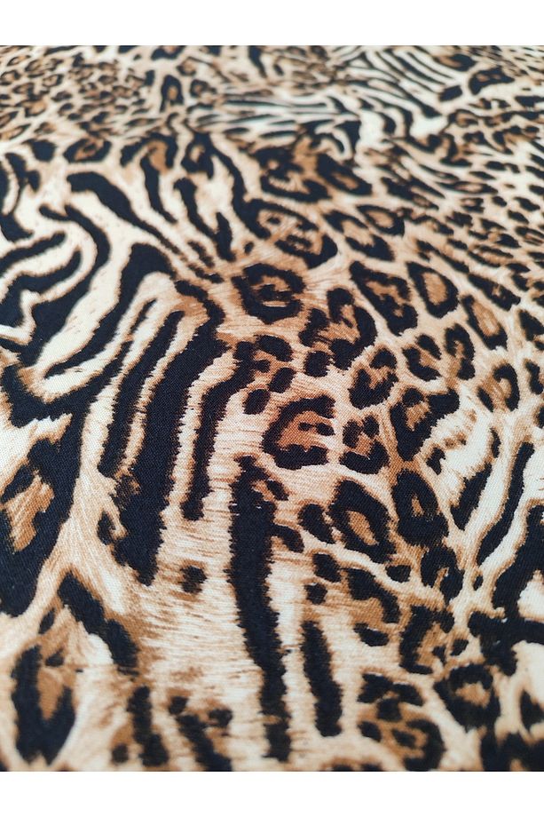 Viskon Leopar Kumaş 2.25m Eteklik Şalvarlık Basma Tek En(90 CM) - 2