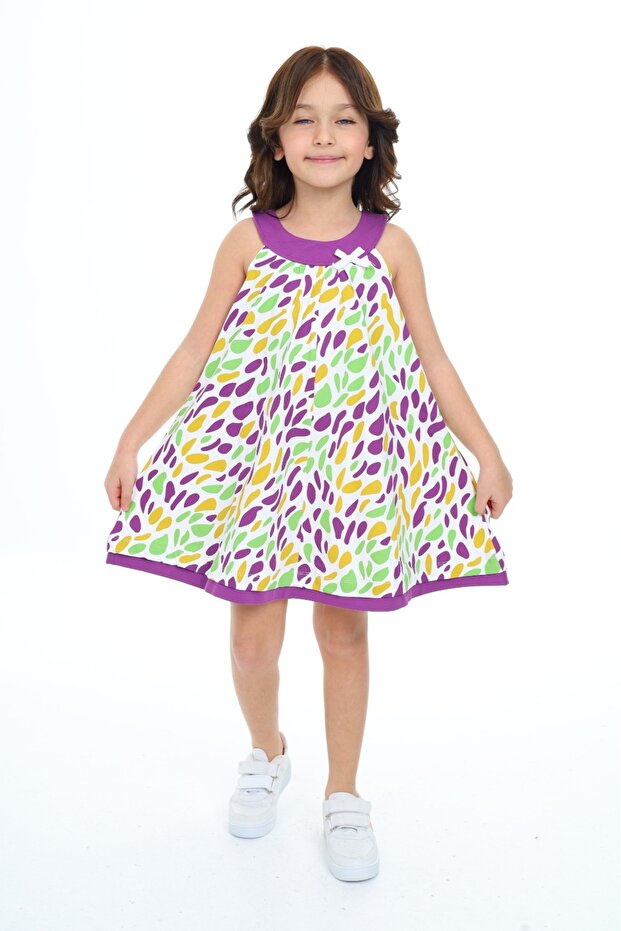 Girls' Full Color Printed Dress