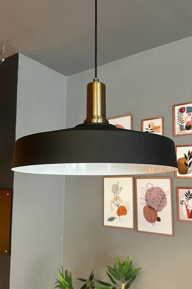 Açe Siyah Tekli Eskitme Fener Başlık Avize Retro Sarkıt Ofis Showroom Salon Mutfak Avizeleri - 1