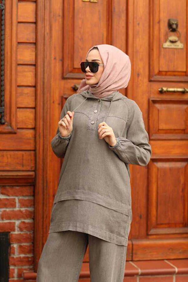 بدلة رمادية مزدوجة - موديل 6540 - 2