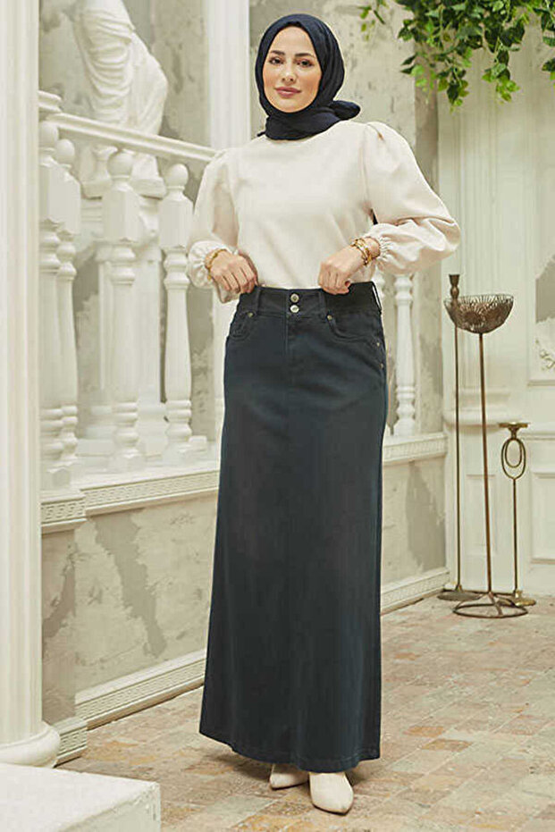2058-Denim Skirt Indigo