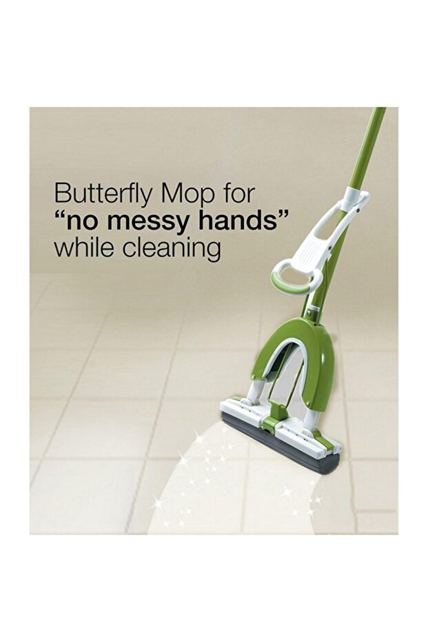 Durable Super Squeezing Action Butterfly Mop Starter Kit with Handle and Refill - 3