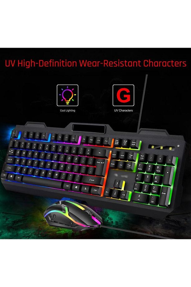 Rgb Led Işıklı Q Klavye Mouse Seti Rainbow Aydınlatmalı Gaming Oyuncu Klavye Mouse Seti - 3